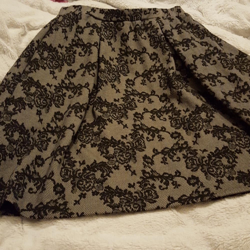 Gray with black floral skirt